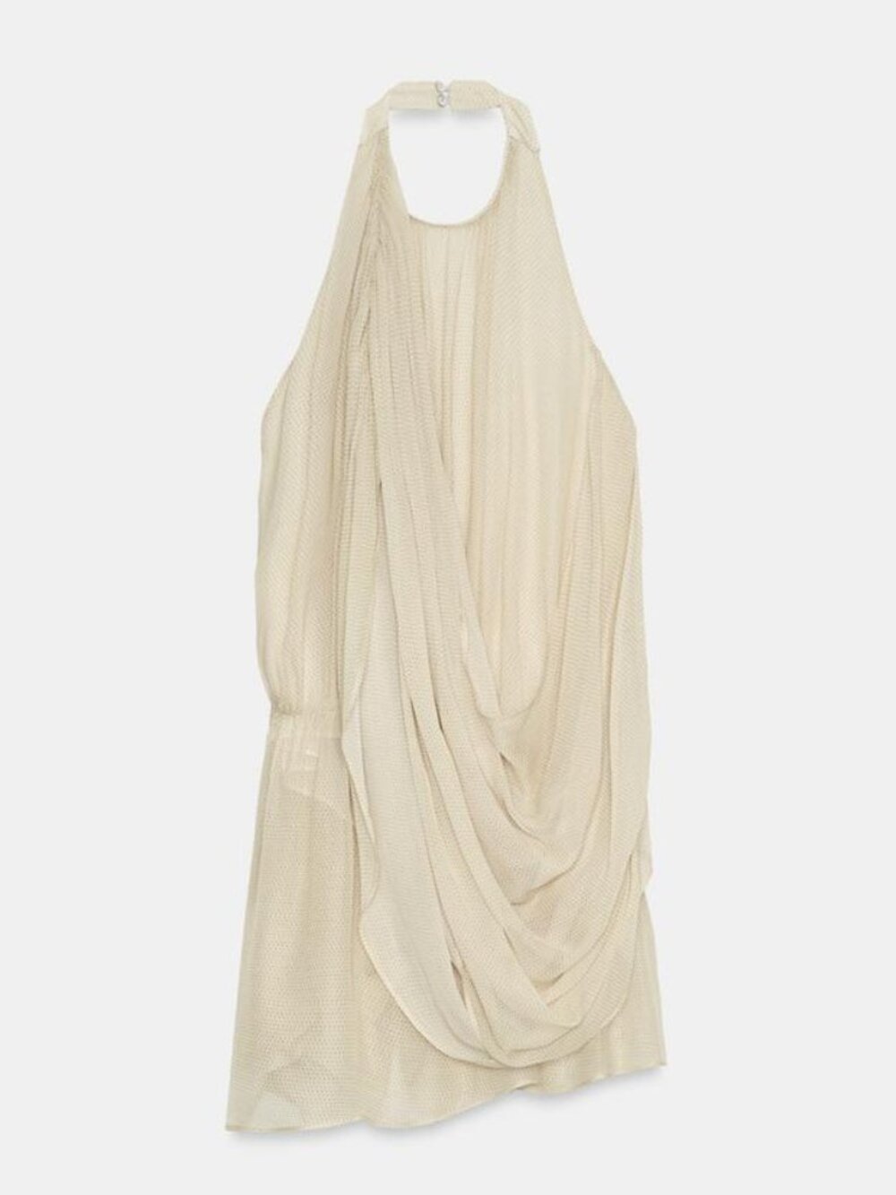 Zara Beige Halter Draped Sleeveless Tunic